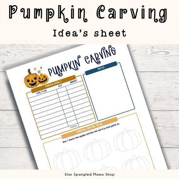 Pumpkin Carving Printable Idea Sheet Pumpkin Carving Planning - Etsy