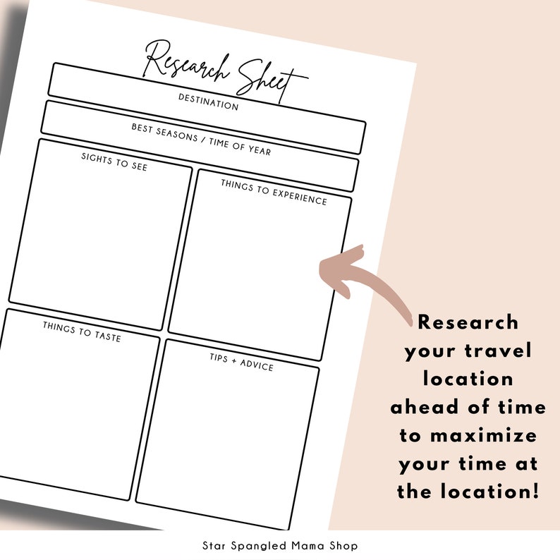 Complete Travel Planner Sunday Start Travel Organization Etsy