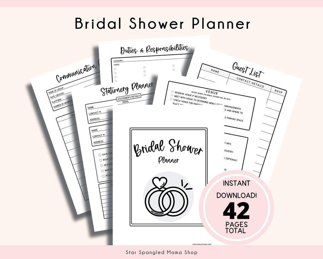 Complete Bridal Shower Printable Planner, Planning a Bridal Shower ...