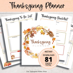 Printable Thanksgiving Planner: Meal Prep, Event Planning, Kids Activities (US Letter & A4) (Digital Download)
