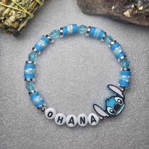 Ohana Stitch Inspired Beaded Word Bracelet For Women Handmade Heishi Bead Bracelet Gift For Her Stack Stretch Bracelet Kandi Bead Bracelet