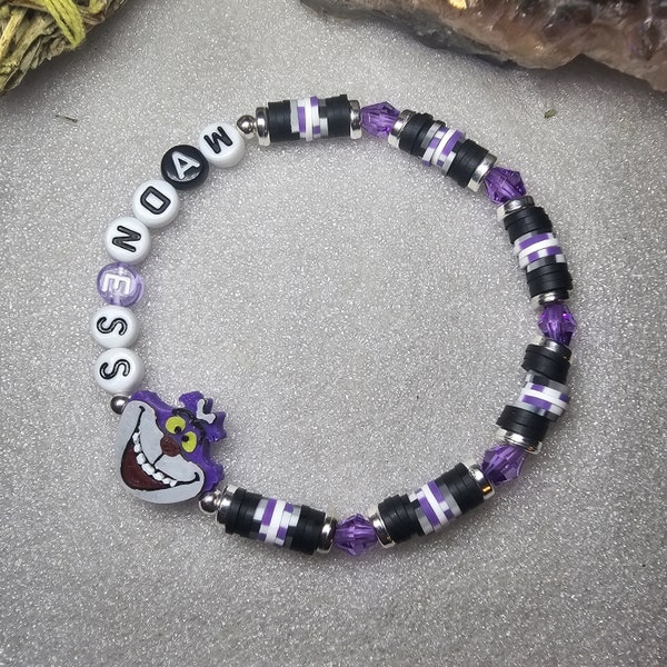 Cheshire Cat Kandi Bead Bracelet Madness Beaded Word Bracelet For Women Handmade Heishi Bead Bracelet Gift For Her Stack Stretch Bracelet