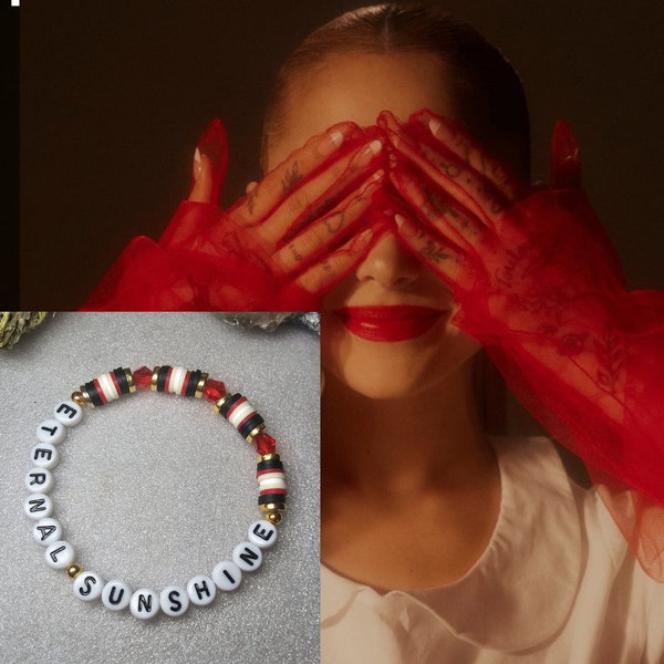 Eternal Sunshine Ariana Grande Bracelet Beaded Word Bracelet For Women Handmade Heishi Bead Bracelet Gift For Her Stackable Stretch Bracelet