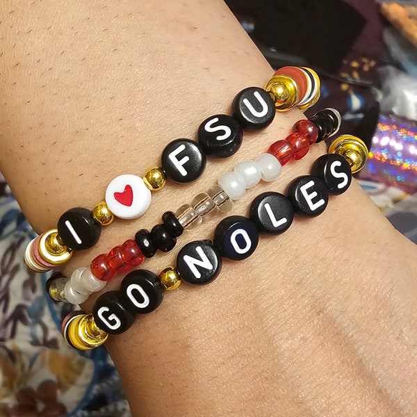 FSU White Beaded Pouch
