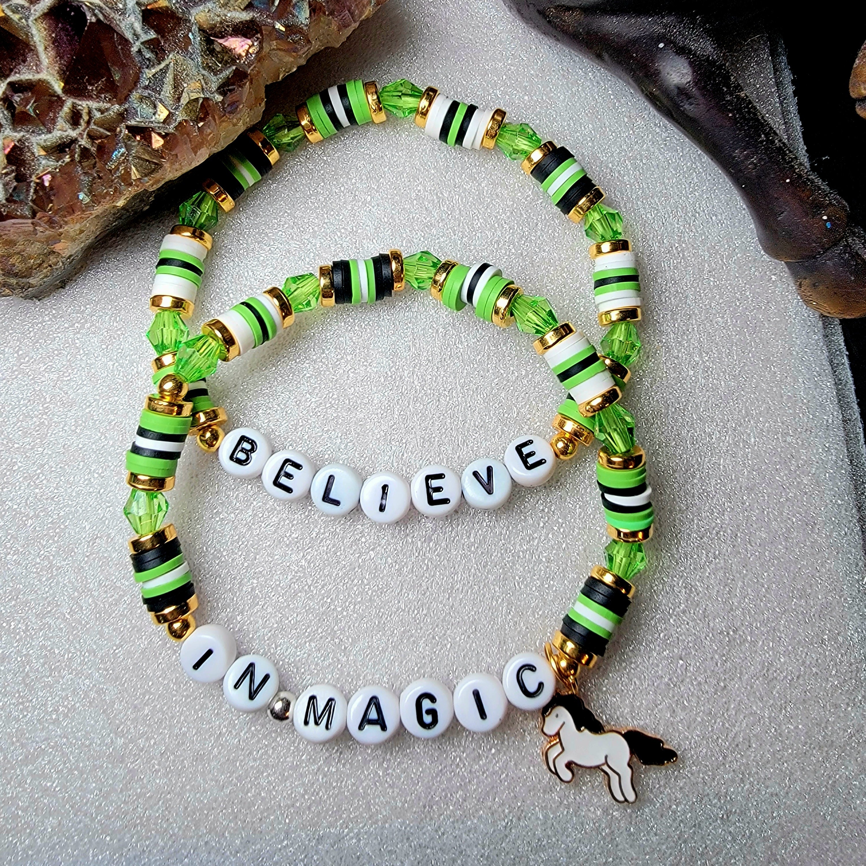 Believe in Magic Unicorn Beaded Word Bracelet for Women 