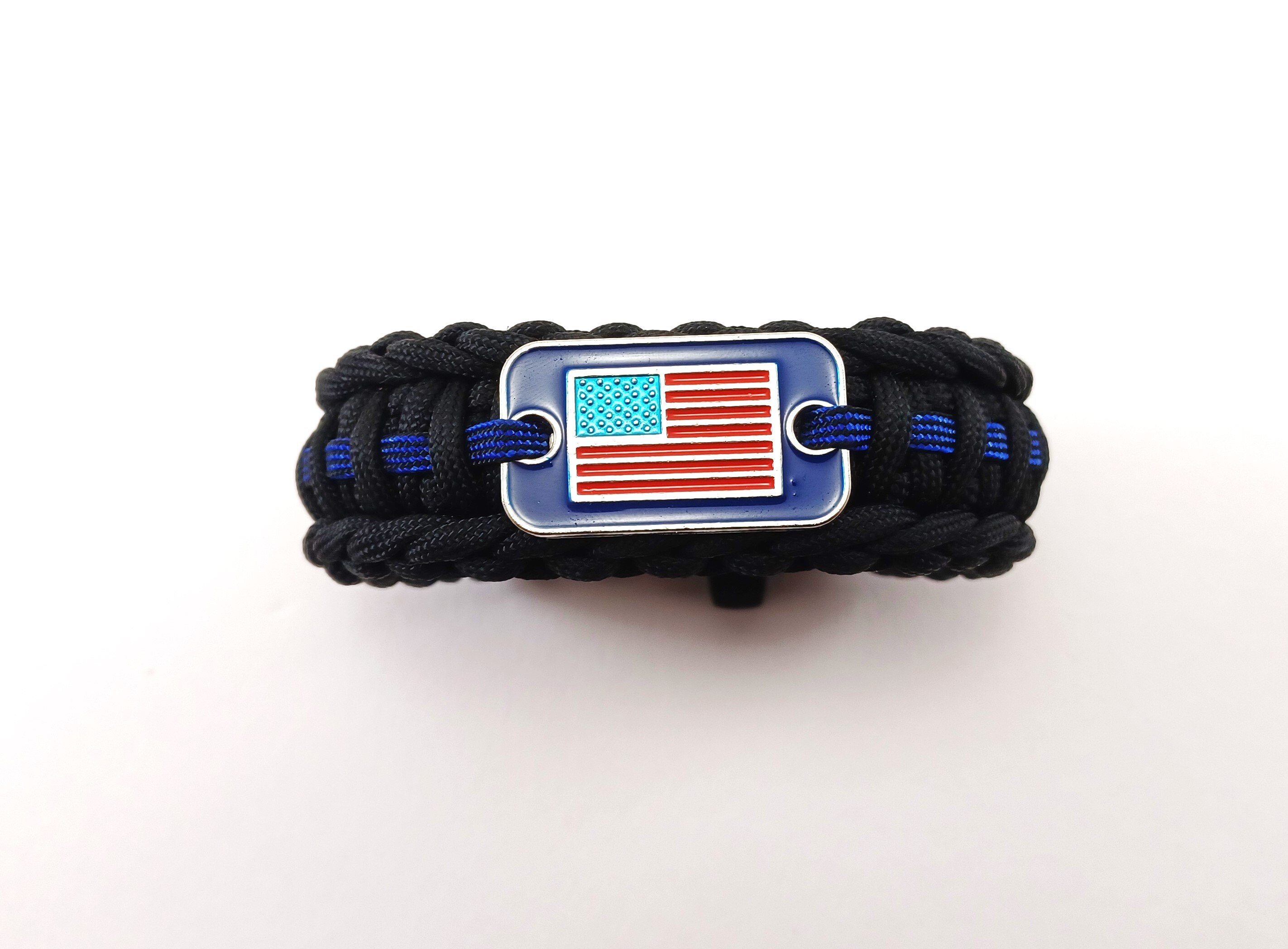 Black and Thin Blue Line, King Cobra Paracord Bracelet With American