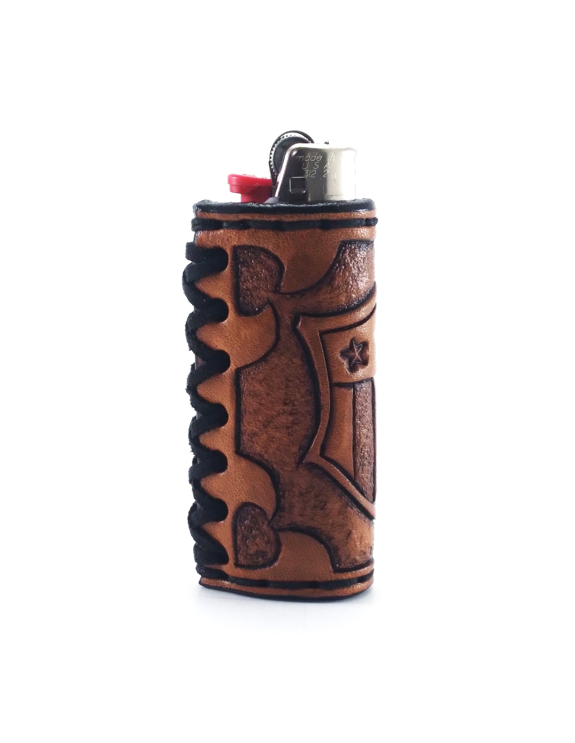 Leather Pattern Leather Disposable Lighter Case Pattern BIC