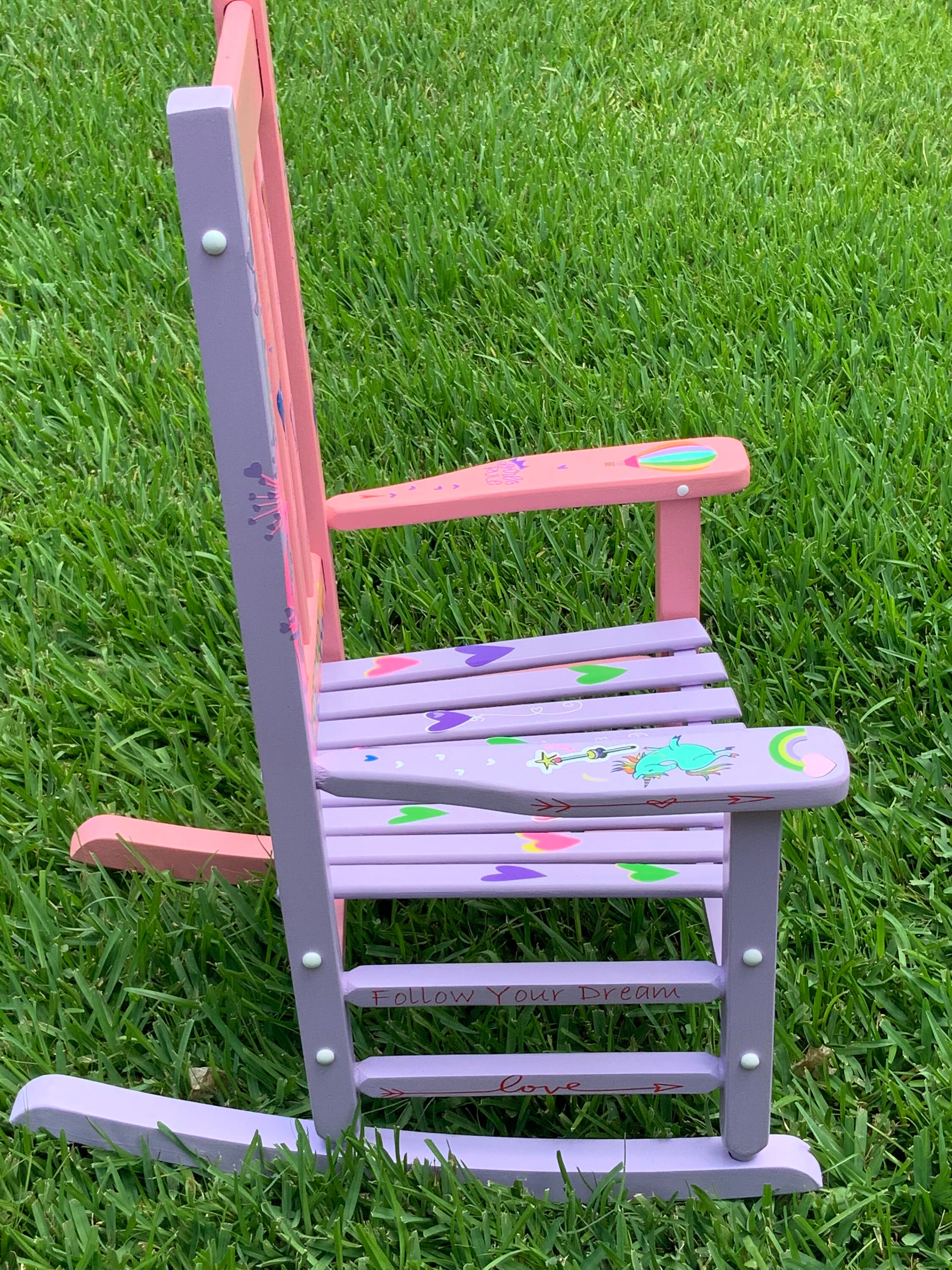 Personalized With Your Words or Images, Childs Rocking Chair, Pink and ...