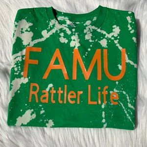 T shirt, bleached t shirt, FAMU, Florida A & M University, FAMU, 7 Hills, Black Universities, HBCU, personalized