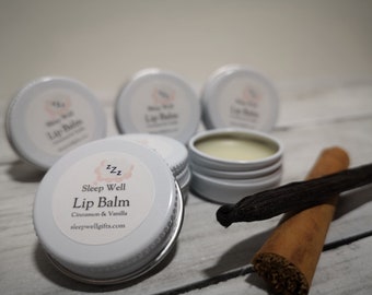 Cinnamon & Vanilla Lip Balm with Shea Butter 10ml / moisturising / natural organic ingredients / essential oil