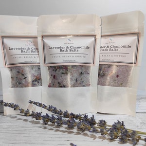 Lavender Chamomile Bath Salts: Relaxing Sleep Well Gift