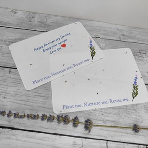 Note in carta con semi di lavanda/Cartoline personalizzate in carta con semi/matrimonio/conferenza/carta con semi biodegradabile ed ecologica