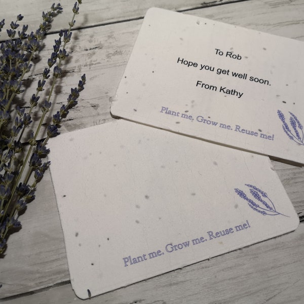 Lavender Seed Paper notes/Personalised seed paper postcards/wedding/conference/eco-friendly biodegradable seed paper