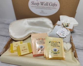 Sleep Well Gift Box/Relaxing Self-care Letterbox gift/Satin Eye Cover & Lavender Pouch/Wellbeing Pamper box/Birthday Gift for her