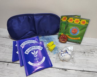 Sleep Well Gift Box/Wellbeing Self-care kit/Tiger Balm/Sleep Mask, Earplugs & Shower Steamer