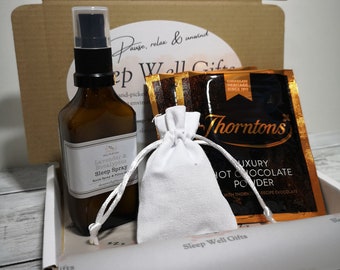 Sleep Well Gift Box/ relaxation pamper gift/ wellbeing letterbox gift/ Lavender and Eucalyptus Sleep Spray