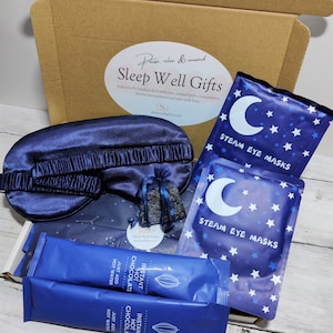 Sleep Well Gift Box: Satin Eye Mask, Lavender Pouch & Hot Chocolate