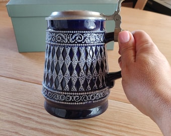 蓋付きドイツビールジョッキ ジョッキ 男性へのギフト 陶器製ビール
