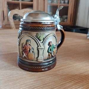 Handmade German beer stein with lid Gift for friend