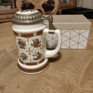 Original German Beer Stein BMF Beer Mug German Lidded Zinn Beer Stein  Gift for him