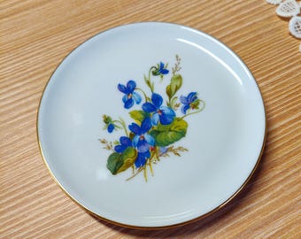 Handmade Vintage Porcelain Ring Dish: Floral Jewelry Tray