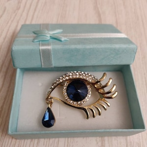 Alles sehende Auge, Kristallbrosche, Evil Eye Brosche Pin, Blaue Brosche, Geschenk zum Muttertag