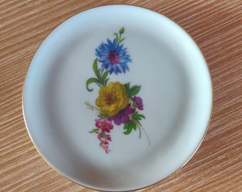 Handmade Vintage Porcelain Ring Dish: Floral Jewelry Tray