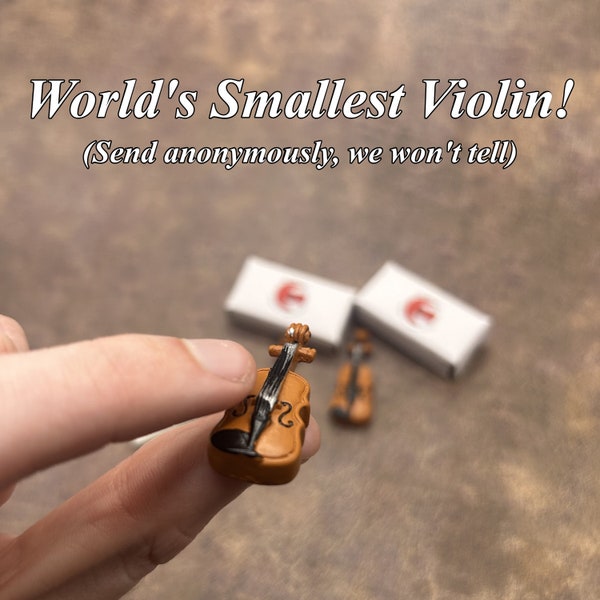 World’s Smallest Violin (Single), Anonymous Gift, Tiny Violin | Miniatures, Funny Birthday Gifts | For Best Friend, People that Complain