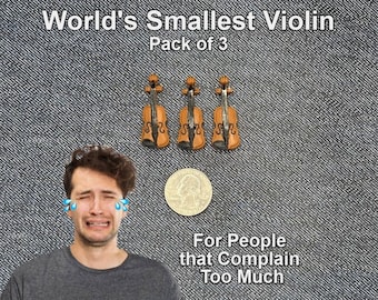 3-pack World’s Smallest Violin, Funny, Tiny Violin | Miniatures, Funny Birthday Gifts | For Coworkers, Siblings Love, People that Complain