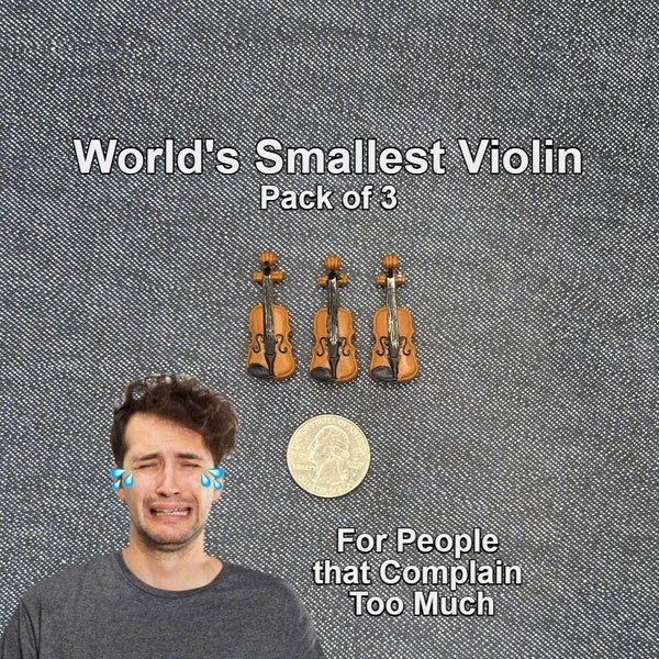 3-pack World’s Smallest Violin, Funny, Tiny Violin | Miniatures, Funny Birthday Gifts | For Coworkers, Siblings Love, People that Complain