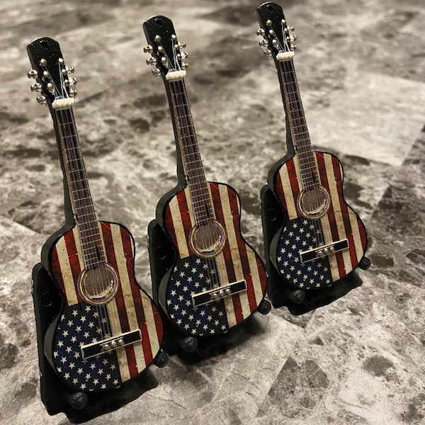 Mini American Flag Guitar (Pack of 3)