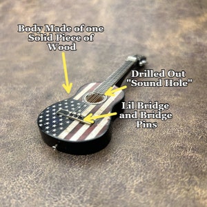 3-Pack Mini American Flag Guitars, Miniature Guitar Miniatures, Funny Birthday Gift For Guitar Players, Patriots or Country Music Fans image 3