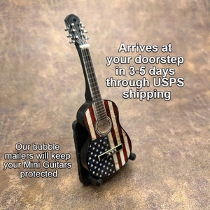 3-Pack Mini American Flag Guitars, Miniature Guitar Miniatures, Funny Birthday Gift For Guitar Players, Patriots or Country Music Fans image 8