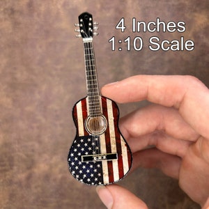 3-Pack Mini American Flag Guitars, Miniature Guitar Miniatures, Funny Birthday Gift For Guitar Players, Patriots or Country Music Fans image 2