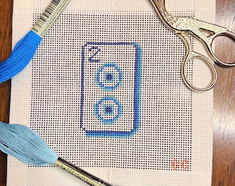 Hand-Painted Mahjong Needlepoint Bag Charm Canvas