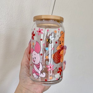 Vaso de café helado con forma de oso de miel, vaso de cerveza con forma de oso, burro, cerdo y tigre, vaso de cristal de Winnie, taza de café con personajes, regalo para ella, oso y amigos