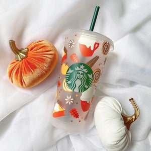 Pumpkin Spice Cold Cup Personalized, Autumn Fall Cup, Thanksgiving Starbucks Cup, Reusable Starbuck Cup, Custom Cold Cup, Friendsgiving