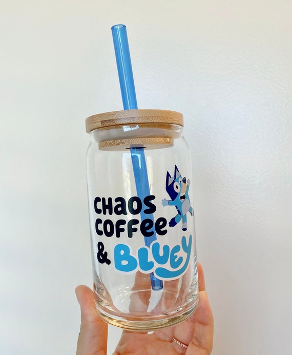 Bluey Beer Can Glass Cartoon Character Cup Iced Coffee 