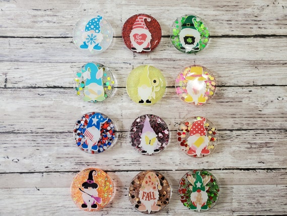 12 Months of Gnomes Interchangeable Badge Reels, Nurse Badge Reels,  Employee Badge Reel, Work Badge Reel 