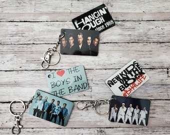 New Kids on The Block Double Sided Keychains, NKOTB Keychain, Blockhead, Hangin Tough, Boys in The Band, Blockhead4life, BH4Life