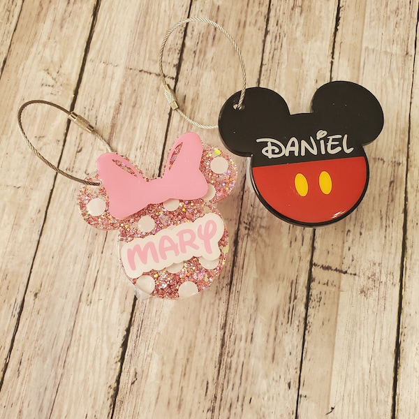 Mickey & Minnnie Inspired Luggage Tags, Diaper Bag Tags, Backpack Tags, Travel bag tag, Disney Inspired