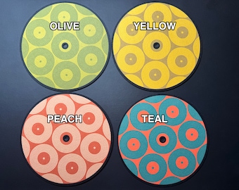 Geometric Felt Record Mat | 7" or 12" | Vintage Colors | Handmade Turntable Accessory