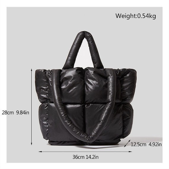 Large Puffer Tote Bag, Trendy Luxury Chic Quilted Cotton Padded