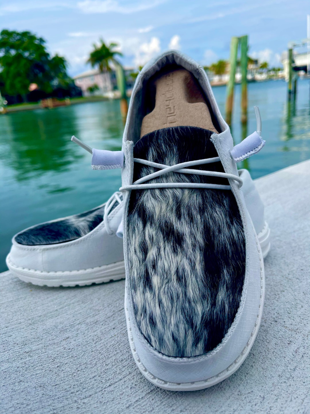 Custom Cowhide Hey Dudes womens Etsy