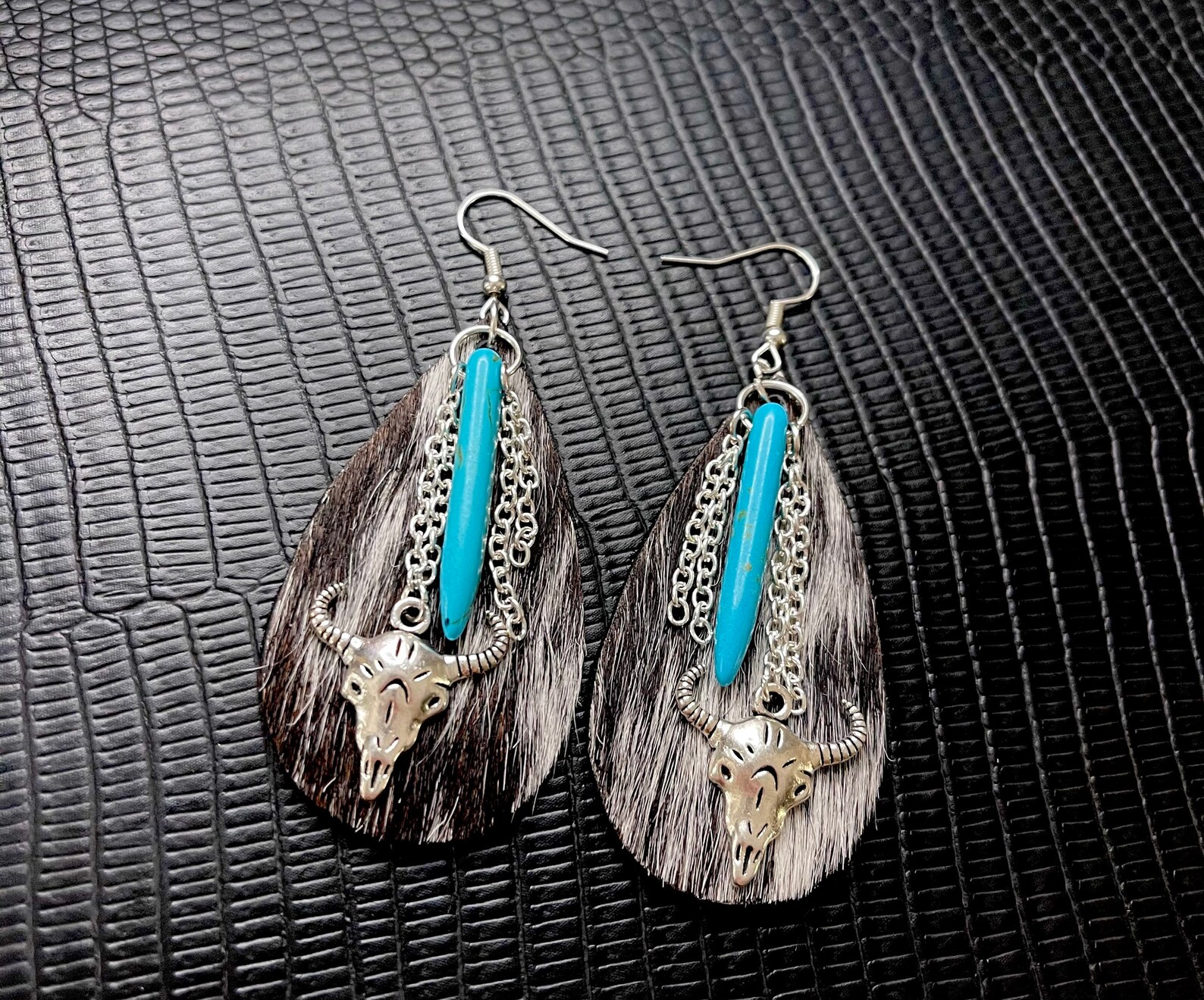Genuine cowhide earrings Etsy