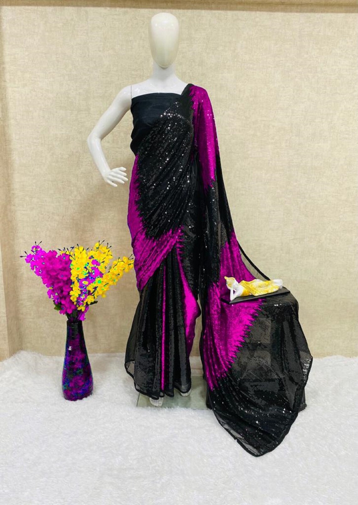 glitter saree party wear
