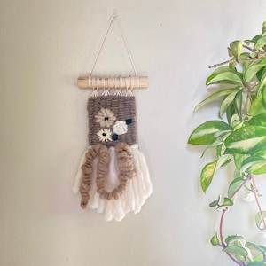 Mini Boho Floral Weavings | Woven wall hanging | Woven Wall Art