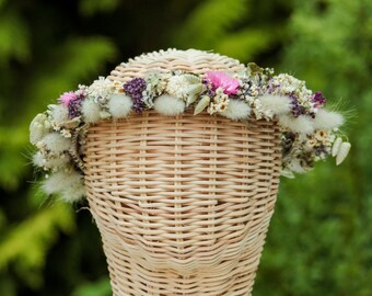 Hair wreath with dried flowers "Rosalie", handmade hair accessories with dried flowers, wedding and hen party, durable