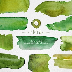 Watercolor abstract digital splashes clipart png bundle. Flora Theme.