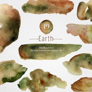 Watercolor abstract digital splashes clipart png bundle. Earth Theme.